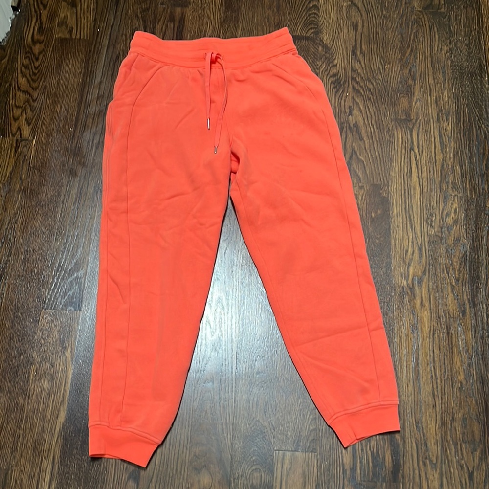 Lulu lemon scuba joggers bright orange, so cozy and soft. Bought wrong size